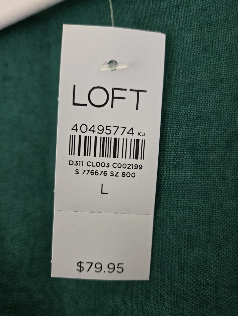 LOFT Floral Linen Cotton Bow Blouse | Evergreen | Size L - Picture 5 of 7